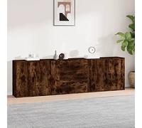 HEFZGDB Credenza classica per la casa con design senza tempo, credenza in legno, 3 pezzi, in rovere affumicato, per riporre e esporre con molto spazio e supporto da parete contro