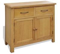 HEFZGDB Credenza con due scomparti e due cassetti in legno massello di rovere rustico, perfetta per il corridoio grazie alla bassa profondità e ai bordi angolati chiari, molto spazio e più semplice