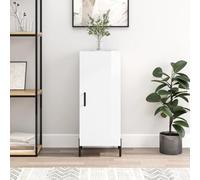 HEFZGDB Credenza moderna con gambe in metallo e tre scomparti per molto spazio, bianco lucido in legno, con supporto da parete per la sicurezza contro il ribaltamento