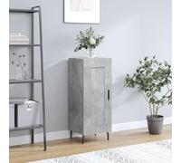 HEFZGDB Credenza moderna con spazio portaoggetti, tre scomparti e una porta dal look alla moda e senza tempo, con supporto da parete per la sicurezza contro il ribaltamento, grigio cemento con gambe