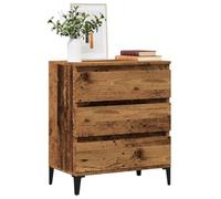 HEFZGDB Credenza moderna effetto legno anticato con tre cassetti in legno e ampio spazio, design minimalista con supporto da parete per la sicurezza contro il ribaltamento, bianco