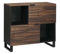HEFZGDB Credenza rustica con gambe in ferro massiccio in legno di mango con ante a ribalta e ripiani per un pratico stoccaggio in soggiorno, marrone, 80 x 33 x 75 cm