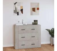 HEFZGDB Credenza stabile per la casa, grigio cemento, in legno, moderna credenza con grande superficie e tre cassetti, con supporto da parete contro il ribaltamento, bianco