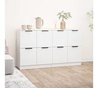HEFZGDB Credenze 2 pezzi. Bianco 60 x 30 x 70 cm: credenze minimaliste per la casa con ampio spazio di archiviazione, multifunzionale come armadietto consolle in legno facile da pulire