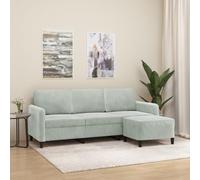 HEFZGDB Divano a 3 posti con sgabello, grigio chiaro, 180 cm, in velluto, resistente e robusto, per un'esperienza di seduta confortevole, poggiapiedi versatile, design moderno, compatto, per soggiorno