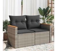 HEFZGDB Divano da giardino a 2 posti con cuscino, in polyrattan grigio, design modulare per una progettazione flessibile, confortevole esperienza di seduta con rivestimenti rimovibili, set di poltrone