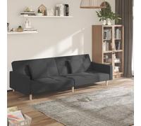 HEFZGDB Divano letto a 2 posti con 2 cuscini, tessuto grigio scuro, mobile funzionale 2 in 1 per pernottamento degli ospiti, comoda sensazione di seduta, rivestimenti traspiranti, robusto telaio in