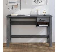 HEFZGDB Hamar - Scrivania in legno massiccio di pino con cassetto e scomparto aperto per articoli da ufficio, 110 x 40 x 75 cm, colore: grigio scuro