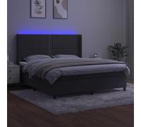 HEFZGDB Letto a molle con materasso e LED, grigio scuro, 180 x 200 cm, in velluto, letto matrimoniale per gli ospiti, per alberghi, soggiorno, camera da letto, camera degli ospiti