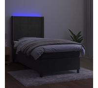 HEFZGDB Letto a molle con materasso e LED, grigio scuro, 90 x 190 cm, in velluto, letto matrimoniale per gli ospiti, letto singolo, per alberghi, soggiorno, camera da letto, camera degli ospiti