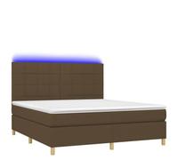HEFZGDB Letto a molle con materasso e LED marrone scuro, 180 x 200 cm, in tessuto, letto per gli ospiti, letto singolo per soggiorno, alberghi, camera da letto