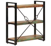 HEFZGDB Libreria a 3 scomparti, 77 x 30 x 80 cm, in legno massiccio riciclato e ferro, per ufficio, libreria, piccolo scaffale multiuso per camera da letto, soggiorno, studio, biblioteca