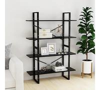 HEFZGDB Libreria a 4 scomparti, colore nero, 100 x 30 x 140 cm, in legno, per cucina, libreria, piccola mensola per farmacia, camera da letto, ufficio, studio, biblioteca