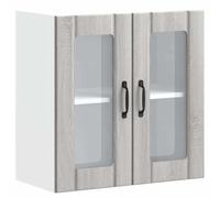 HEFZGDB Lucca - Armadietto da cucina sospeso con anta in vetro, in legno Sonoma, mobile da bagno, mobiletto multiuso per cucina, soggiorno, sala da pranzo, bagno