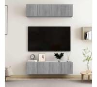 HEFZGDB Mobile da parete per TV, 4 pezzi, grigio Sonoma, 60 x 30 x 30 cm, in legno con pratiche ante e molto spazio per il montaggio a parete e design elegante