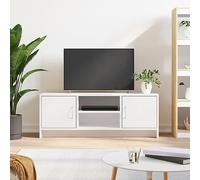 HEFZGDB Mobile Porta TV Bianco in Legno Multistrato 102x30x37,5 cm con 4 Scomparti, Design Elegante e Pratico, Ampio Spazio per Riviste e DVD, Ante per Protezione, Piano Robusto