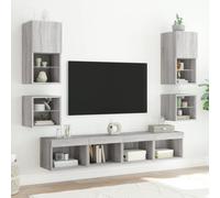 HEFZGDB Mobile TV a Parete con Luci LED Grigio Sonoma 30x28,5x30 cm Mobile Per Tv Soggiorno Mobile Sotto Tv Tavolino Tv Mobiletto Tv Basso per Camera Studio Ufficio Soggiorno Showroom