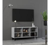HEFZGDB Mobile TV con Gambe in Metallo Grigio Cemento 103.5x30x50 cm Credenza Moderna con 6 Scomparti per Organizzazione Salotto Portate i vostri interni al livello successivo