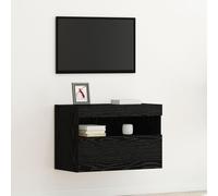 HEFZGDB Mobile TV con luci LED Rovere Nero 60x30x40 cm Centro Intrattenimento Moderno in Legno MDF con Mensole e Cassetti per Soggiorno Questo titolo, di 136 caratteri, mantiene