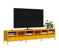 HEFZGDB Mobile TV Giallo Senape 202x39x43,5cm in Acciaio Laminato a Freddo con 6 Cassetti e 6 Scomparti, Mobile Porta TV Robusto con Ampio Spazio Portaoggetti, Complemento