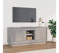 HEFZGDB Mobile TV Grigio Sonoma in Legno Multistrato 102x35x45 cm con 4 Scomparti, Design Elegante e Pratico per Soggiorno, Mobile per Dispositivi Multimediali con Ante e Piano
