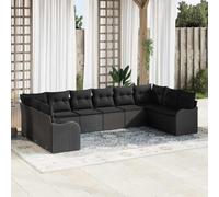 HEFZGDB Moderno set di divani da giardino, 10 pezzi, in polyrattan, con cuscini rimovibili e adattamento modulare, per terrazza e giardino