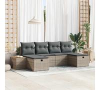 HEFZGDB Moderno set di divani da giardino in polyrattan, 6 pezzi, grigio, con cuscini e tavolo regolabile e spazio nascosto per terrazza, giardino, balcone, mobili per esterni