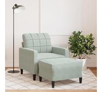HEFZGDB Poltrona con sgabello, grigio chiaro, 60 cm, in velluto, design moderno, struttura in metallo, comoda per rilassarsi, leggere, guardare la TV, soggiorno, comoda ed elegante
