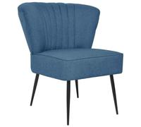 HEFZGDB Poltrona da cocktail retrò in tessuto blu con seduta e schienale imbottiti, robusta struttura in legno e gambe in acciaio stabili per una portata di 110 kg, set da 4 pezzi per un look elegante