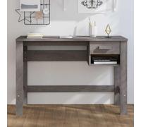 HEFZGDB Scrivania HAMAR grigio chiaro, 110 x 40 x 75 cm, in legno massiccio di pino con cassetto e scomparto aperto per articoli da ufficio, stabile scrivania per computer in legno robusto