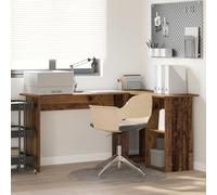 HEFZGDB Scrivania per computer a forma di L con effetto legno antico e 3 ripiani integrati, 120 x 75 cm, scrivania in legno per casa e ufficio, organizzazione del lavoro con spazio
