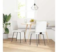 HEFZGDB Sedia da Pranzo in Similpelle Bianca 2 Pezzi con Struttura Metallo Legno e Schiuma Densa per Comfort e Stabilità - Design Moderno per Sala da Pranzo e Soggiorno