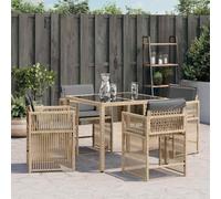 HEFZGDB Sedie da giardino con cuscino, 4 pezzi, mix beige, in polyrattan, piccoli sgabelli, sedie da giardino, per parchi, balconi, cortili, giardini