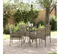 HEFZGDB Set da pranzo da giardino in polyrattan con cuscini per esterni, grigio, design moderno per una lunga durata e resistenza ai raggi UV, ideale per sala da pranzo all'aperto