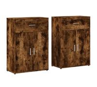 HEFZGDB Set di 2 credenze in legno di rovere affumicato, 60 x 30 x 84 cm, per buffet, cucina, corridoio, vetrina, cucina, per dessert, bar, soggiorno, sala da pranzo