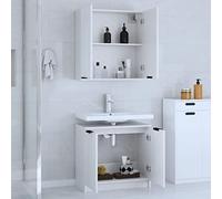 HEFZGDB Set di 2 mobili da bagno in legno bianco, armadietto da ufficio, armadietto da bagno, armadietto multiuso per bagno, WC, camera degli ospiti, cucina