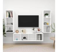 HEFZGDB Set di 3 mobili per TV in legno bianco, montaggio a parete, con molto spazio per l'organizzazione e la conservazione, pratica aggiunta alla tua casa, facile da pulire