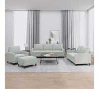 HEFZGDB Set di 4 divani con cuscini in velluto grigio chiaro, rivestimento in morbido velluto e robusto telaio in metallo per una lunga durata, versatile poggiapiedi come seduta o ripiano