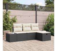 HEFZGDB Set di 4 divani da giardino in polyrattan con cuscini, mobili modulari per esterni per terrazza e balcone, resistente alle intemperie, con vano portaoggetti, design flessibile