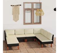 HEFZGDB Set di 4 sedie da giardino con cuscini color bianco crema, in bambù, adatto per terrazza, giardino, piscina