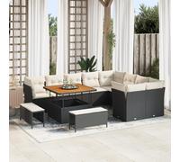 HEFZGDB Set di 5 divani componibili da giardino con cuscino bianco crema, divano angolare in polyrattan intrecciato a mano, per terrazza, balcone e giardino d'inverno, resistente alle intemperie e