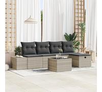 HEFZGDB Set di 6 divani da giardino con cuscini, in polyrattan, resistenti alle intemperie, con spazio nascosto e rivestimenti rimovibili, per terrazza e balcone, comodi