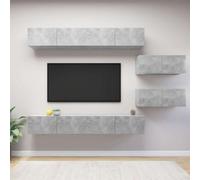 HEFZGDB Set di 6 mobili per TV in legno grigio cemento dal design moderno e ampio spazio di archiviazione come soluzione da appendere alla parete per il vostro soggiorno, robusto contenitore per