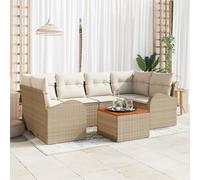 HEFZGDB Set di 7 divani da giardino con cuscini, in polyrattan e acacia, protezione dai raggi UV, impermeabile, per esterni, federe rimovibili, può ospitare fino a sette