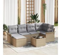 HEFZGDB Set di 7 divani da giardino con cuscini neri in polyrattan, set modulare per esterni per terrazza e balcone, resistente alle intemperie, con comode imbottiture, elegante