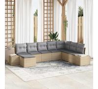 HEFZGDB Set di 8 divani da giardino con cuscini in polyrattan e divano da giardino per terrazza dal design moderno e adattamento modulare