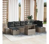 HEFZGDB Set di 8 divani da giardino con cuscini, in rattan sintetico, modulare, con vano portaoggetti, resistente alle intemperie, per terrazza, balcone, giardino