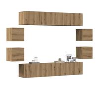 HEFZGDB Set di 9 tavoli da pranzo da giardino in polyrattan nero con piano in legno di acacia, robusta struttura in metallo per il comfort all'aperto, resistente alle intemperie e ai raggi UV