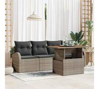 HEFZGDB Set di divani da giardino con cuscino, 5 pezzi, grigio, per rilassanti giornate estive all'aperto