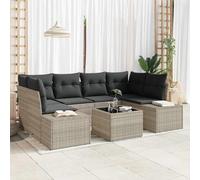 HEFZGDB Set di divani da giardino da 8 pezzi, grigio chiaro e grigio scuro, in resistente rattan sintetico, con tavolo regolabile in altezza e vano portaoggetti integrato, set modulare per esterni